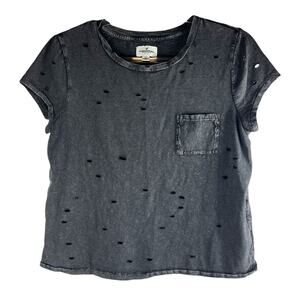 American Eagle Outfitters Vintage Wash Black Distressed Pocket Tee Size S